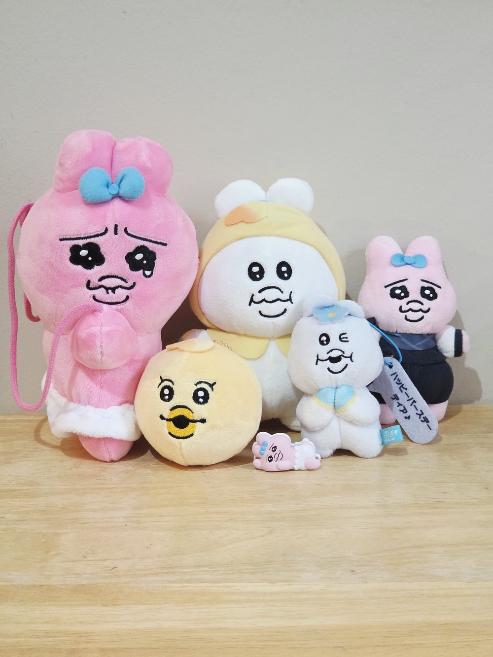 Kawaisoni! Opanchu Usagi & Npochamu & Kimimaro 6pc Plush & Crossbody Bag Set